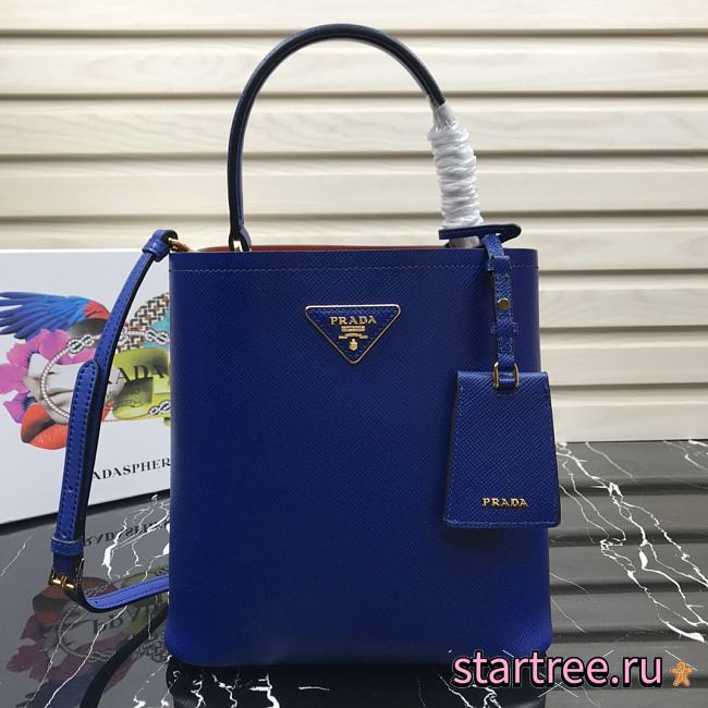 Prada | Medium Blue/Red Saffiano Panier Bag - 1BA212 - 22 × 23 × 13 cm - 1