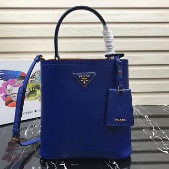 Prada | Medium Blue/Red Saffiano Panier Bag - 1BA212 - 22 × 23 × 13 cm