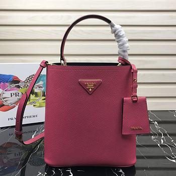 Prada | Medium Pink/Black Saffiano Panier Bag - 1BA212 - 22 × 23 × 13 cm
