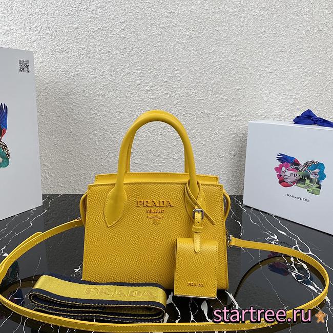 Prada | Yellow Saffiano Leather Monochrome Bag - 1BA269 - 22 x 16.5 x 11.5 cm - 1