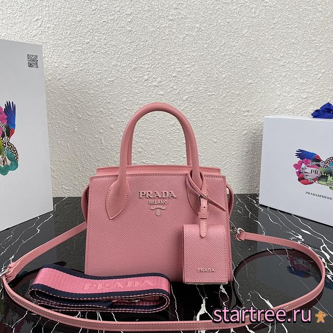 Prada | Pink Saffiano Leather Monochrome Bag - 1BA269 - 22 x 16.5 x 11.5 cm - 1