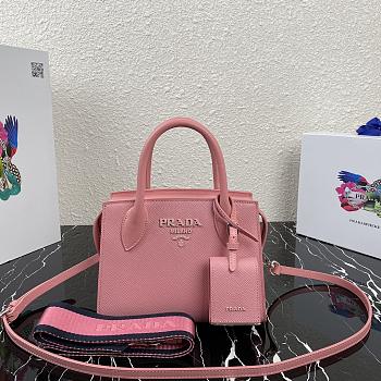 Prada | Pink Saffiano Leather Monochrome Bag - 1BA269 - 22 x 16.5 x 11.5 cm