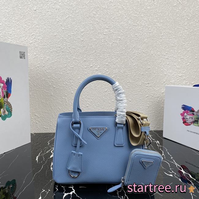 PRADA | Galleria Blue Saffiano Mini Bag - 1BA296 - 22 x 16.5 x 11.5 cm - 1