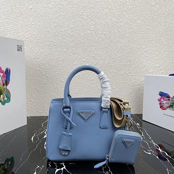 PRADA | Galleria Blue Saffiano Mini Bag - 1BA296 - 22 x 16.5 x 11.5 cm