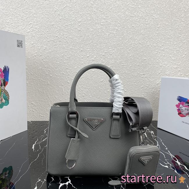 PRADA | Galleria Grey Saffiano Mini Bag - 1BA296 - 22 x 16.5 x 11.5 cm - 1