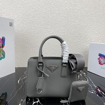 PRADA | Galleria Grey Saffiano Mini Bag - 1BA296 - 22 x 16.5 x 11.5 cm