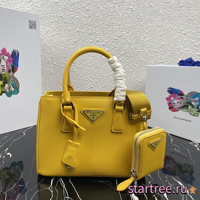 PRADA | Galleria Yellow Saffiano Mini Bag - 1BA296 - 22 x 16.5 x 11.5 cm - 1