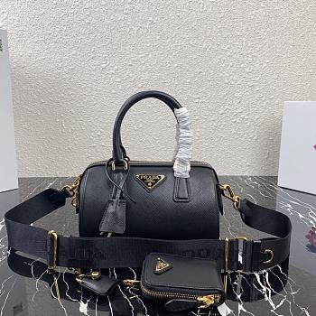 PRADA | Black Golden Saffiano top-handle bag - 1BB846 - 20 x 11 x 11.5 cm