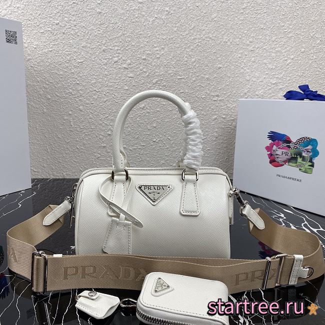 PRADA | White Saffiano top-handle bag - 1BB846 - 20 x 11 x 11.5 cm - 1