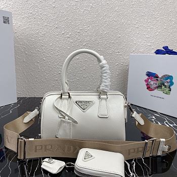 PRADA | White Saffiano top-handle bag - 1BB846 - 20 x 11 x 11.5 cm