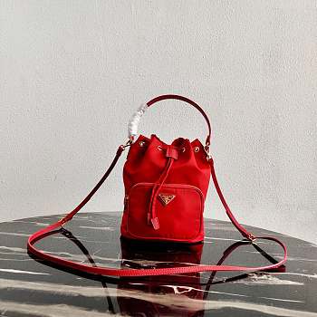 PRADA | Red Nylon Duet Shoulder Bag - 1BH038 - 23 × 18 × 12 cm
