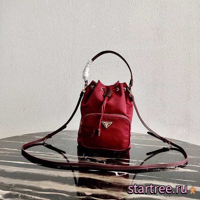PRADA | Red Wine Nylon Duet Shoulder Bag - 1BH038 - 23 × 18 × 12 cm - 1