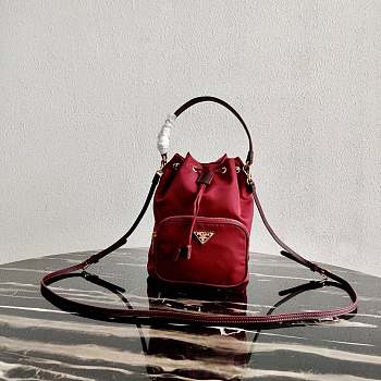 PRADA | Red Wine Nylon Duet Shoulder Bag - 1BH038 - 23 × 18 × 12 cm