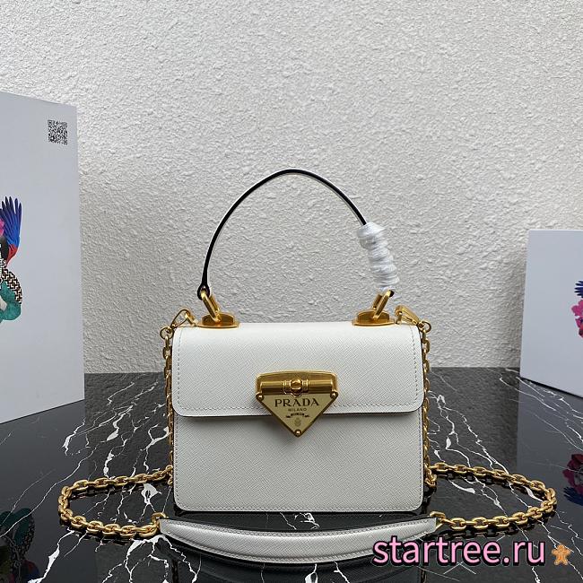 PRADA | White Saffiano Symbole Bag - 1BN021 - 20 × 15 × 5 cm - 1