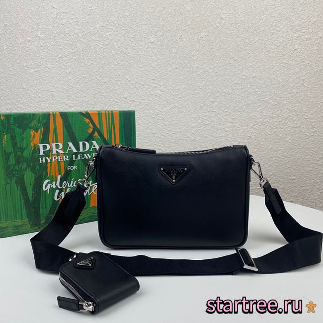 PRADA | Black Nylon and Saffiano Bag - 2VH113 - 24 x 18.5 x 6 cm - 1
