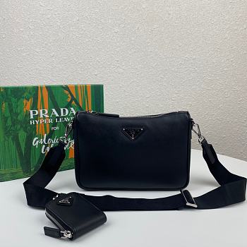 PRADA | Black Nylon and Saffiano Bag - 2VH113 - 24 x 18.5 x 6 cm