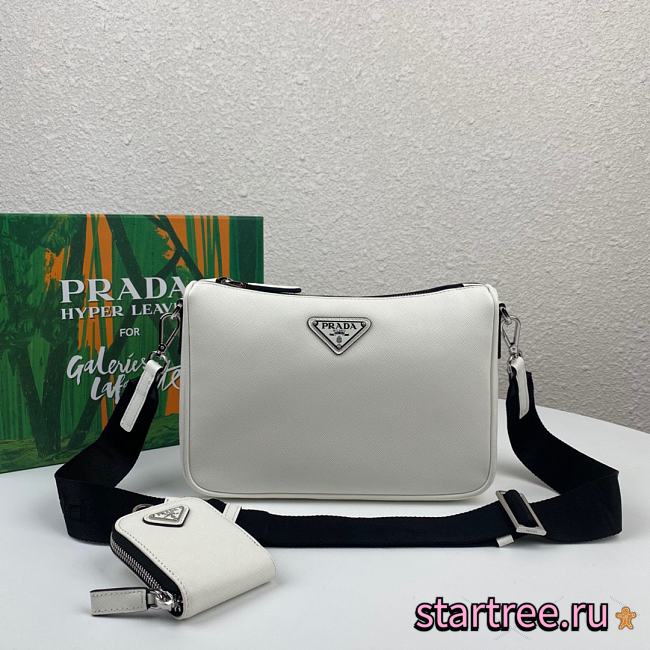 PRADA | White Nylon and Saffiano Bag - 2VH113 - 24 x 18.5 x 6 cm - 1