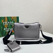 PRADA | Silver Nylon and Saffiano Bag - 2VH113 - 24 x 18.5 x 6 cm - 1