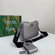 PRADA | Silver Nylon and Saffiano Bag - 2VH113 - 24 x 18.5 x 6 cm - 3