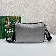 PRADA | Silver Nylon and Saffiano Bag - 2VH113 - 24 x 18.5 x 6 cm - 2