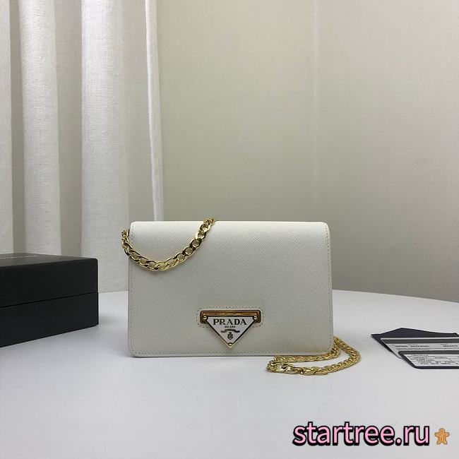 PRADA | White Saffiano shoulder bag - 1BP006 - 18 x 11.5 x 3 cm - 1