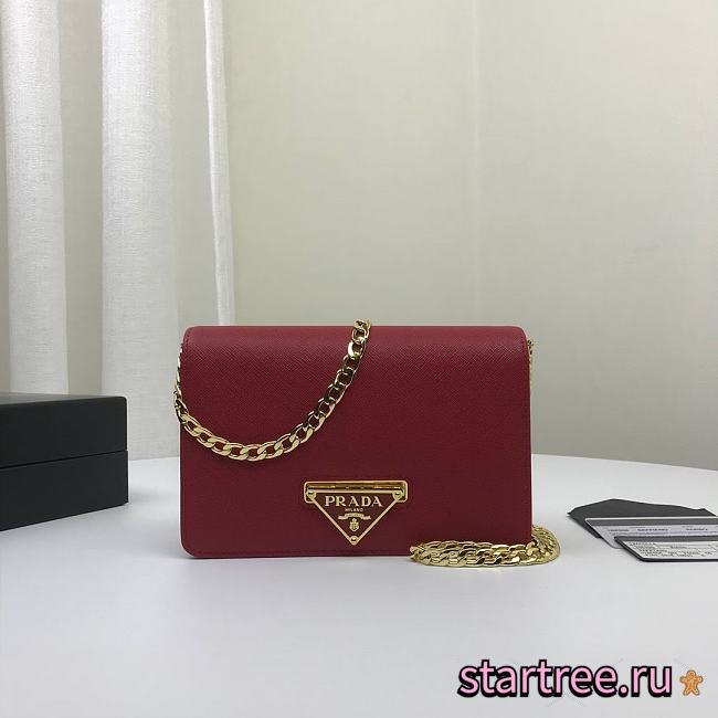 PRADA | Red Saffiano shoulder bag - 1BP006 - 18 x 11.5 x 3 cm - 1