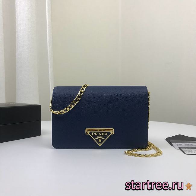 PRADA | Blue Saffiano shoulder bag - 1BP006 - 18 x 11.5 x 3 cm - 1