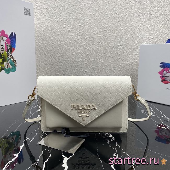 PRADA | White Saffiano Mini Bag - 1BP020 - 20 x 12 x 4 cm - 1