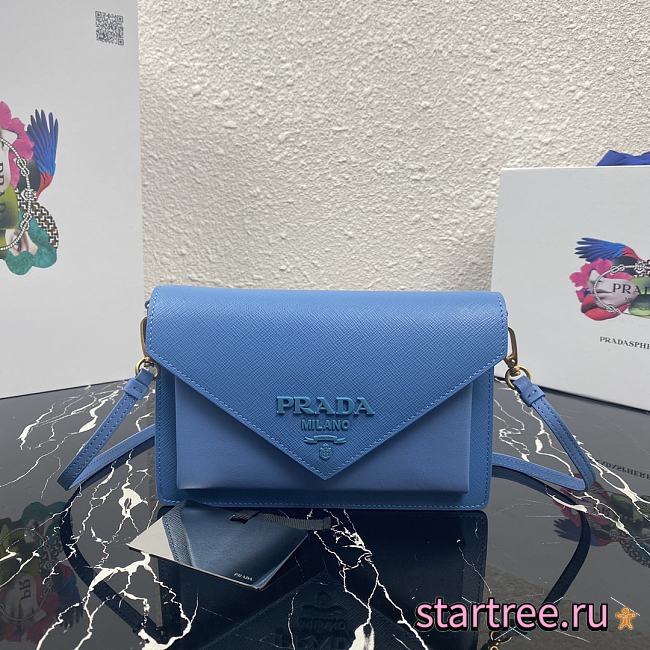 PRADA | Blue Saffiano Mini Bag - 1BP020 - 20 x 12 x 4 cm - 1