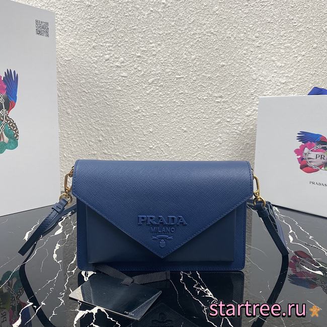 PRADA | Dark Blue Saffiano Mini Bag - 1BP020 - 20 x 12 x 4 cm - 1