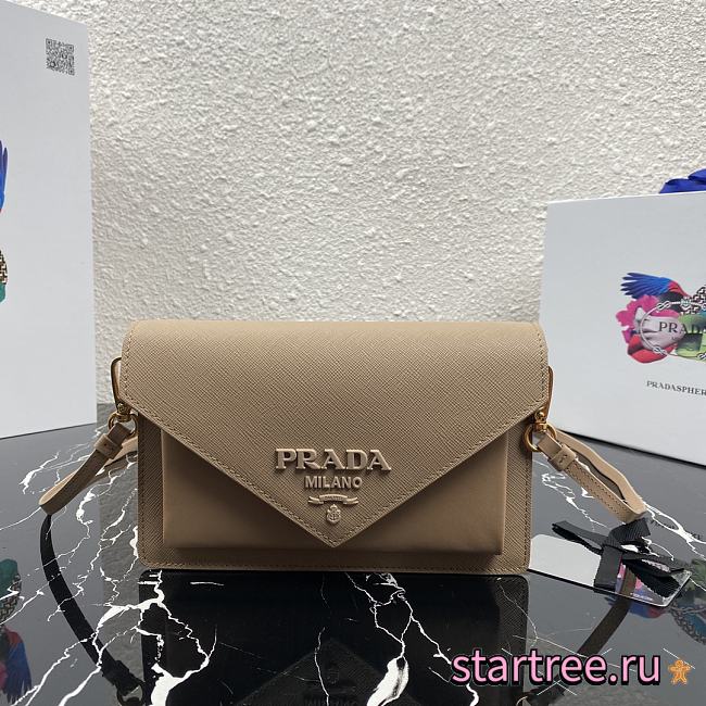 PRADA | Beige Saffiano Mini Bag - 1BP020 - 20 x 12 x 4 cm - 1
