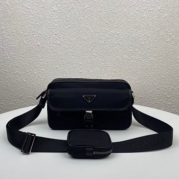 PRADA | Nylon Cross-Body Black Bag - 2VH074 - 25 x 15 x 8 cm