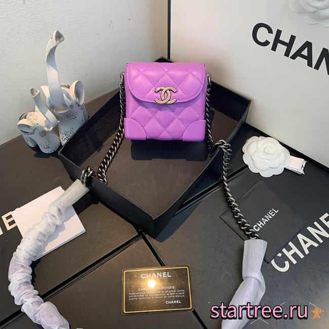 Chanel | Mini Quilted Leather Crossbody Purple Bag - AS1169 - 11x7x11cm - 1