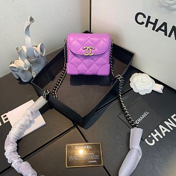 Chanel | Mini Quilted Leather Crossbody Purple Bag - AS1169 - 11x7x11cm