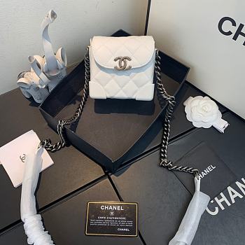 Chanel | Mini Quilted Leather Crossbody White Bag - AS1169 -11x7x11cm