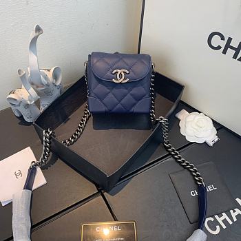 Chanel | Mini Quilted Leather Crossbody Blue Bag - AS1169 - 11x7x11cm