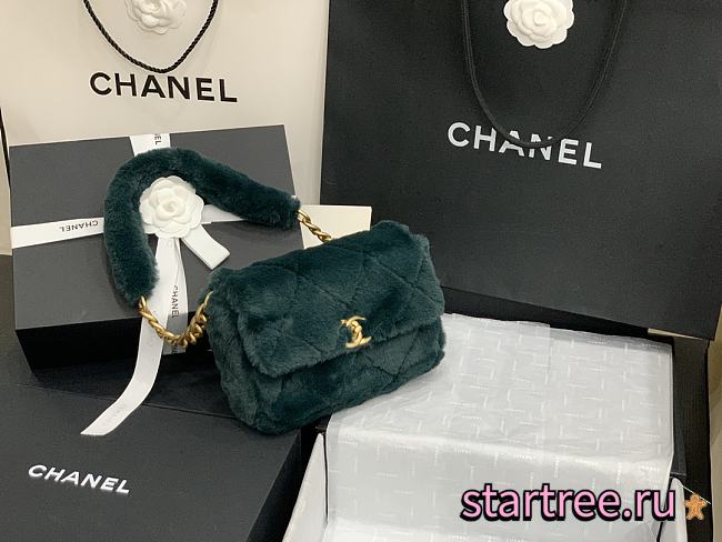 Chanel | Shearling Green Bag - AS2240 - 15.5 x 21.5 x 6.5cm - 1