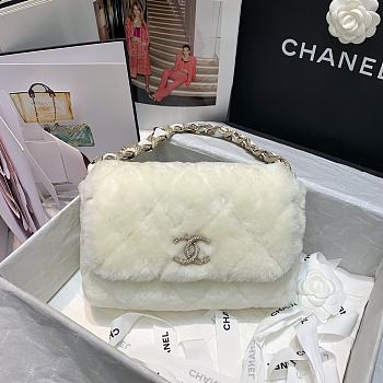 Chanel | Shearling Strass Flap Bag Crystal Strap - AS2240 - 15 x 21.5 x 6.5 cm
