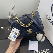 Chanel | Shiny Blue Quilted Lambskin Flap Bag - AS1895  - 4