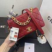 Chanel | Shiny Red Quilted Lambskin Flap Bag - AS1895 - 6