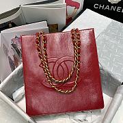 Chanel | Shiny Red Aged Calfskin Shopping Bag - AS1945 - 32 x 30 x 10 cm - 4