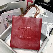 Chanel | Shiny Red Aged Calfskin Shopping Bag - AS1945 - 32 x 30 x 10 cm - 3