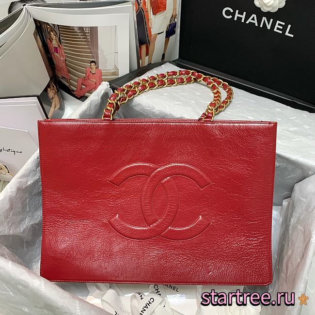 Chanel | Red Aged Calfskin Large Shopping Bag - AS1943 - 37 x 26 x 12 cm - 1
