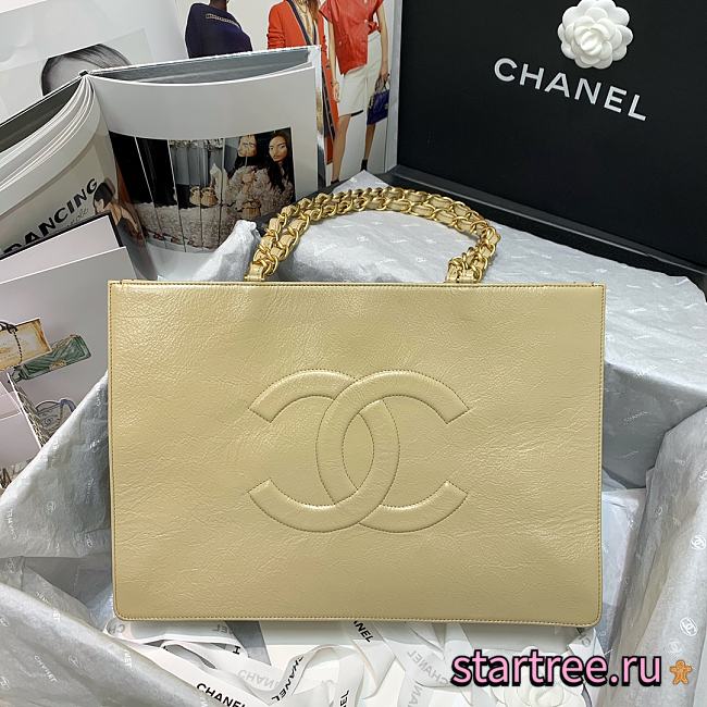 Chanel | Beige Aged Calfskin Large Shopping Bag - AS1943 - 37 x 26 x 12 cm - 1
