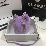 Chanel | Strass Velvet BucketDrawstring Bag Purple - 19 x 13 x 13 cm - 5