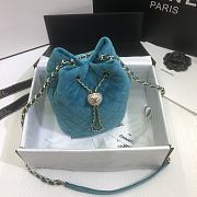 Chanel | Strass Velvet bucket Drawstring Bag Blue - 19 x 13 x 13 cm - 5