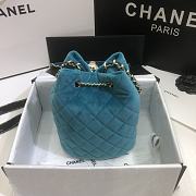 Chanel | Strass Velvet bucket Drawstring Bag Blue - 19 x 13 x 13 cm - 6