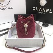 Chanel | Strass Velvet bucket Drawstring Bag Red Wine - 19 x 13 x 13 cm - 1