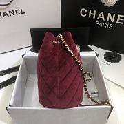 Chanel | Strass Velvet bucket Drawstring Bag Red Wine - 19 x 13 x 13 cm - 2