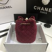 Chanel | Strass Velvet bucket Drawstring Bag Red Wine - 19 x 13 x 13 cm - 3
